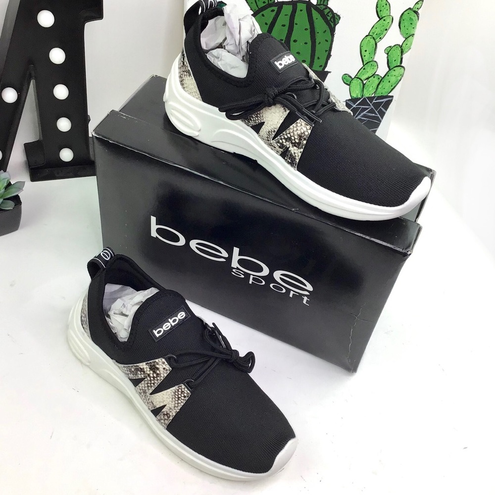 LAST 1 Bebe Sport Snake Black Leylan Sneaker 8 - Picture 2 of 11